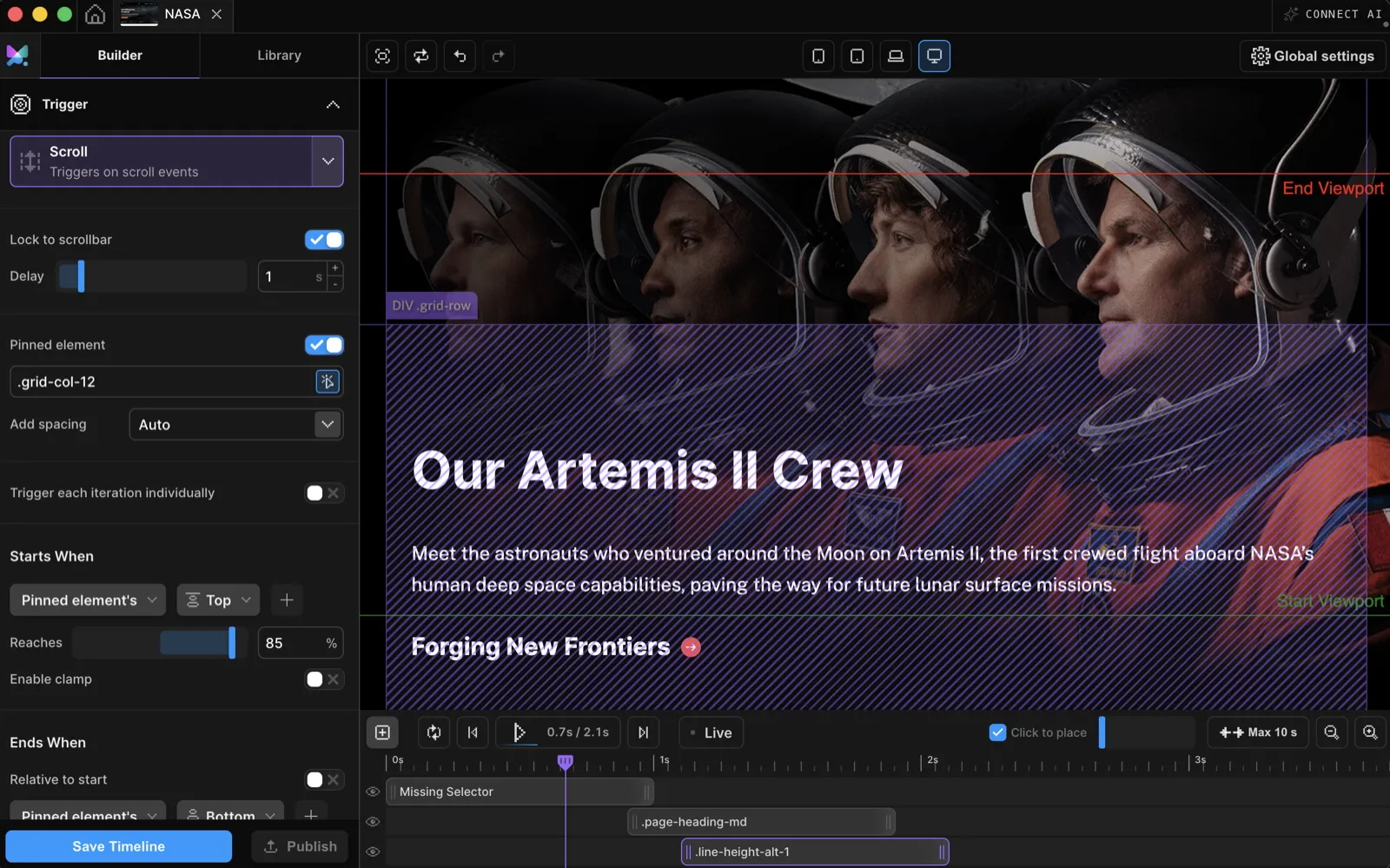 Pin. Scrub. Parallax.