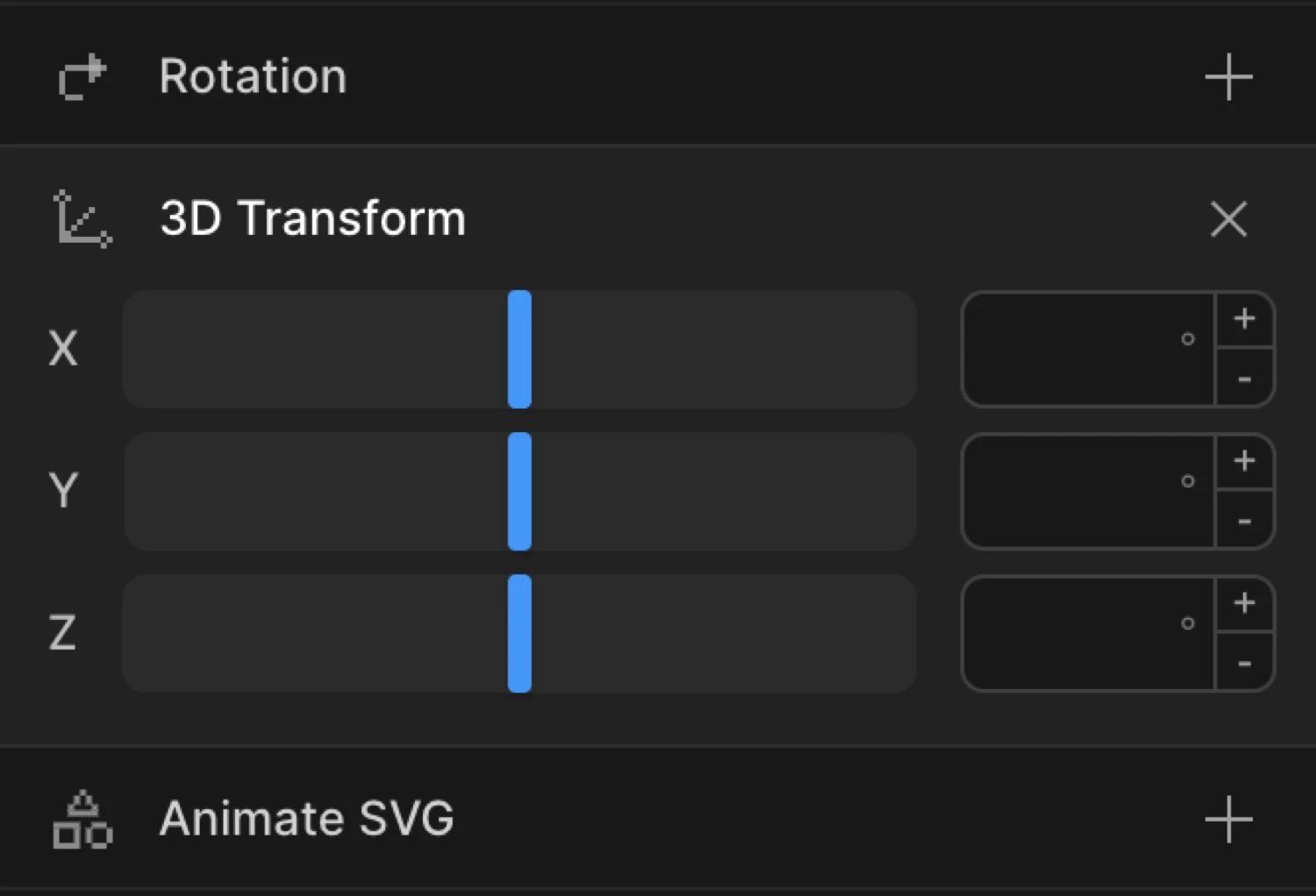 3D Transform controls expanded in the Left Panel