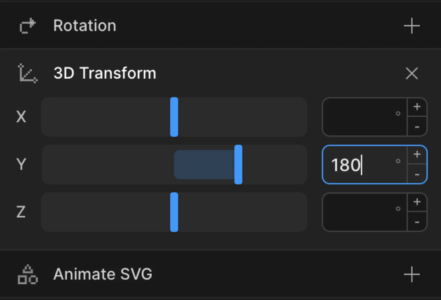 3D Transform in To mode — rotationY 180 for a card flip