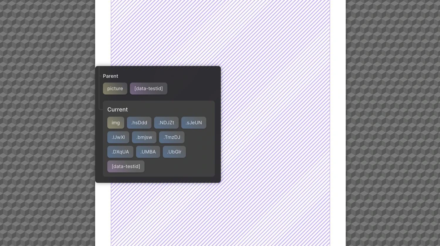 Selector Scanner popup with selector badges