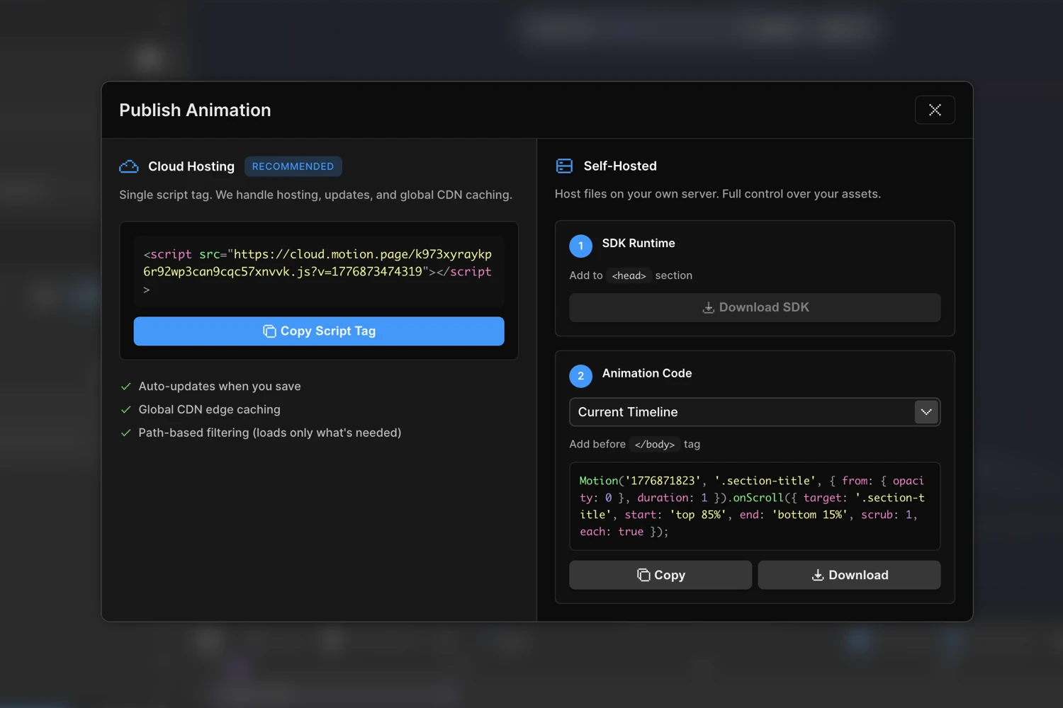 Saving and publishing — Publish button in the Top Panel