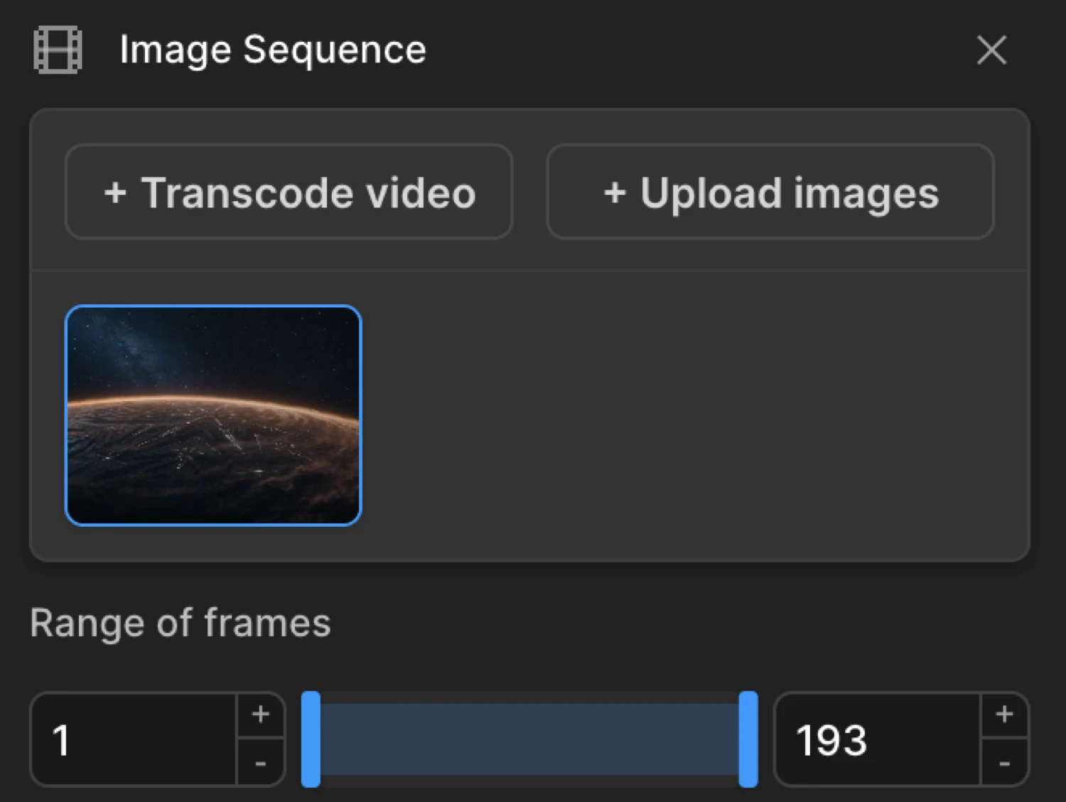 Image Sequence controls expanded