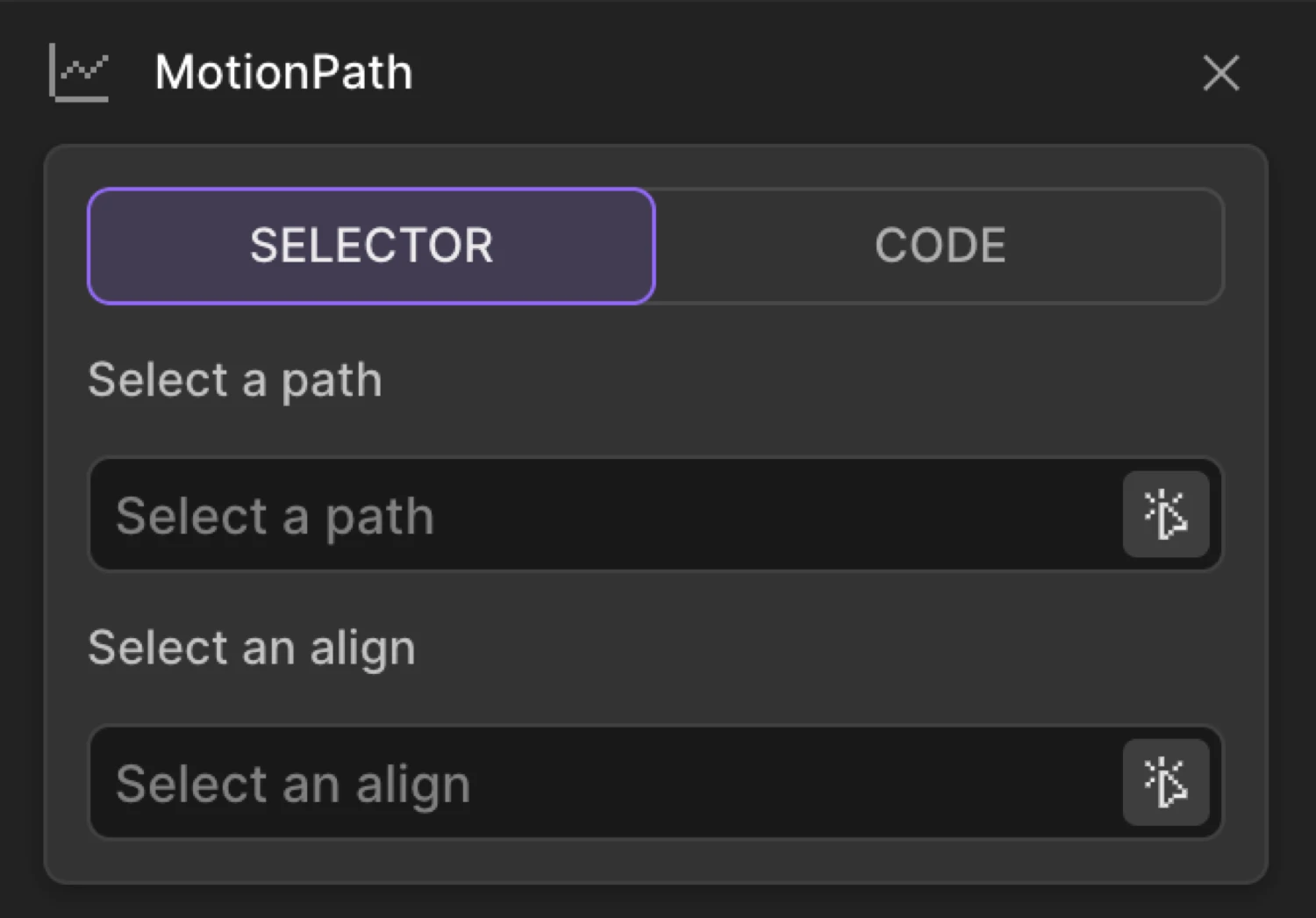 Motion Path controls expanded — mode switcher, path input, and options