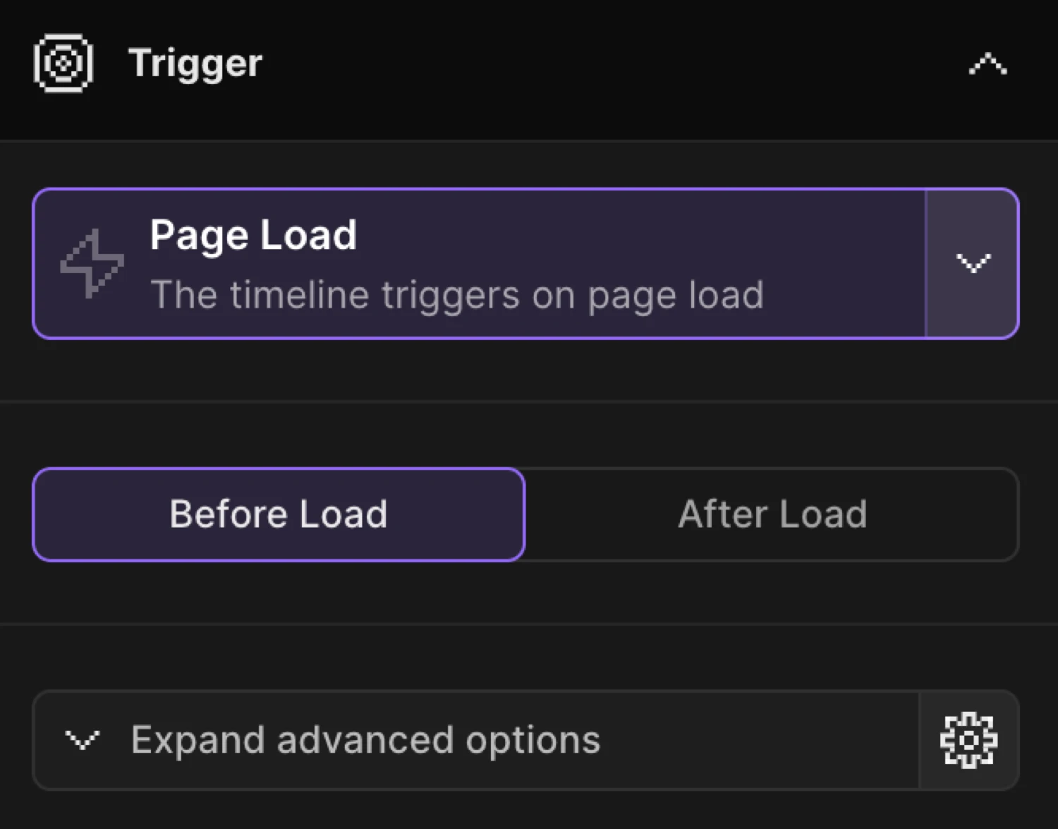 Page Load trigger settings