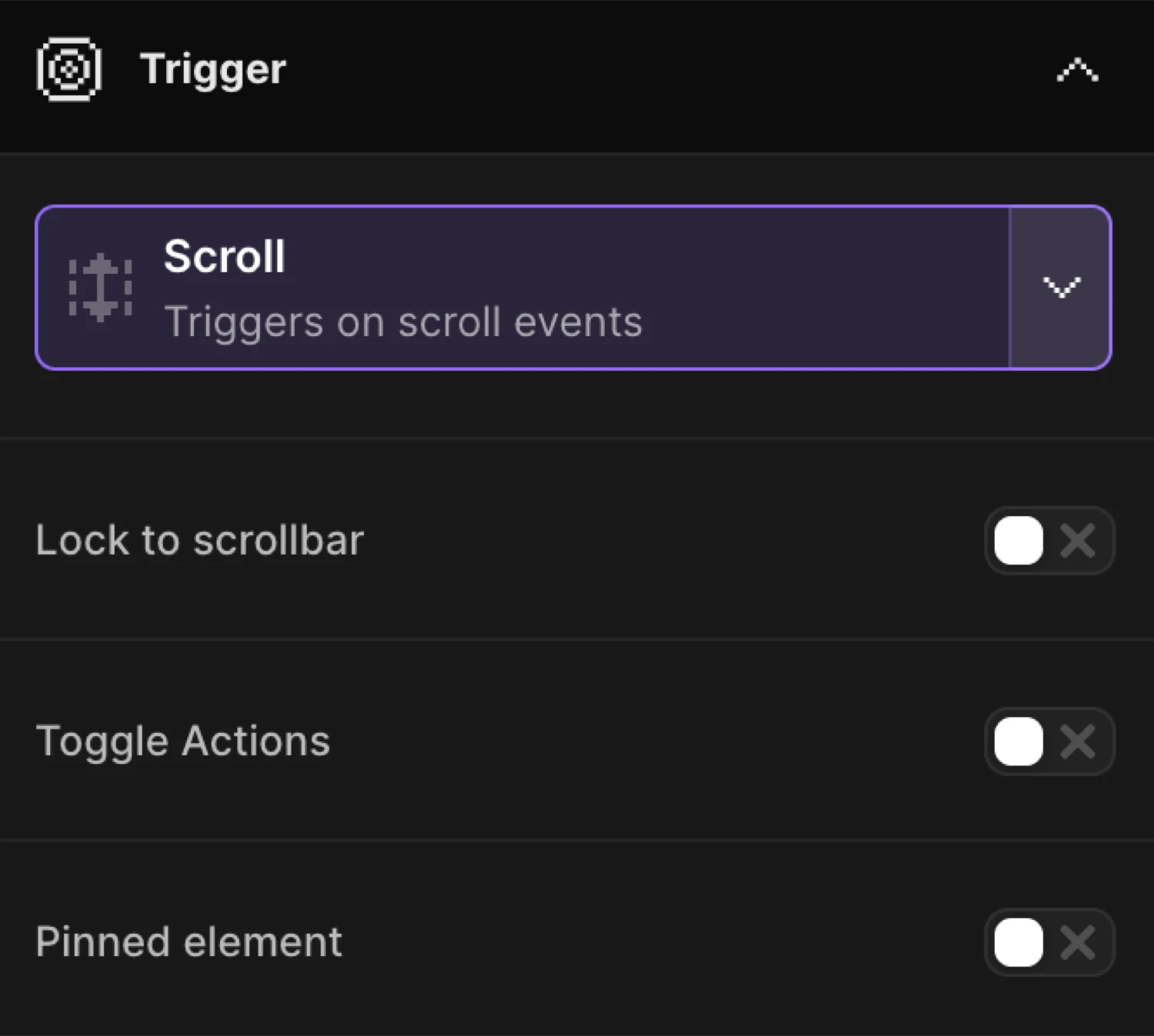 Scroll Trigger settings panel