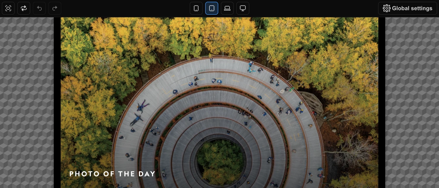 Device preview — tablet breakpoint active