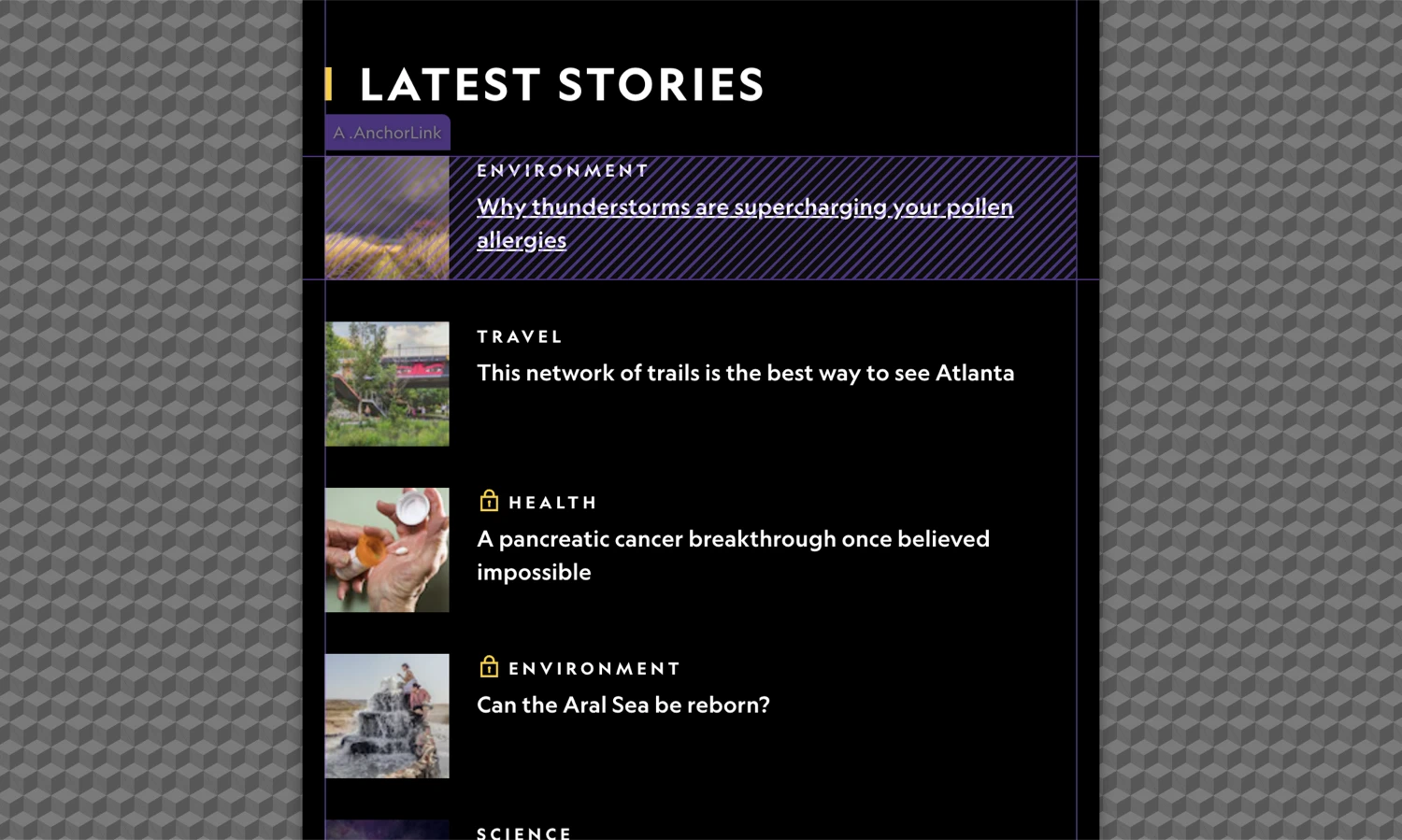 Frame View — live site preview